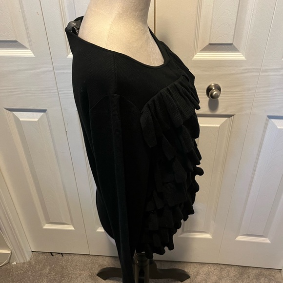 Per Se Silk blend Elegant Black Ruffle knit cardigan size L - Picture 11 of 14